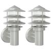 VidaXL Outdoor Wall Lights 2pcs Silver Stainless Steel, Outdoor Wall Lighting, Garden Wall Lamp, 4006229