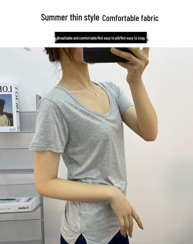 Women's Korean Style Slimming Modal Short Sleeve Top - Summer Fashion Round Neck Tee