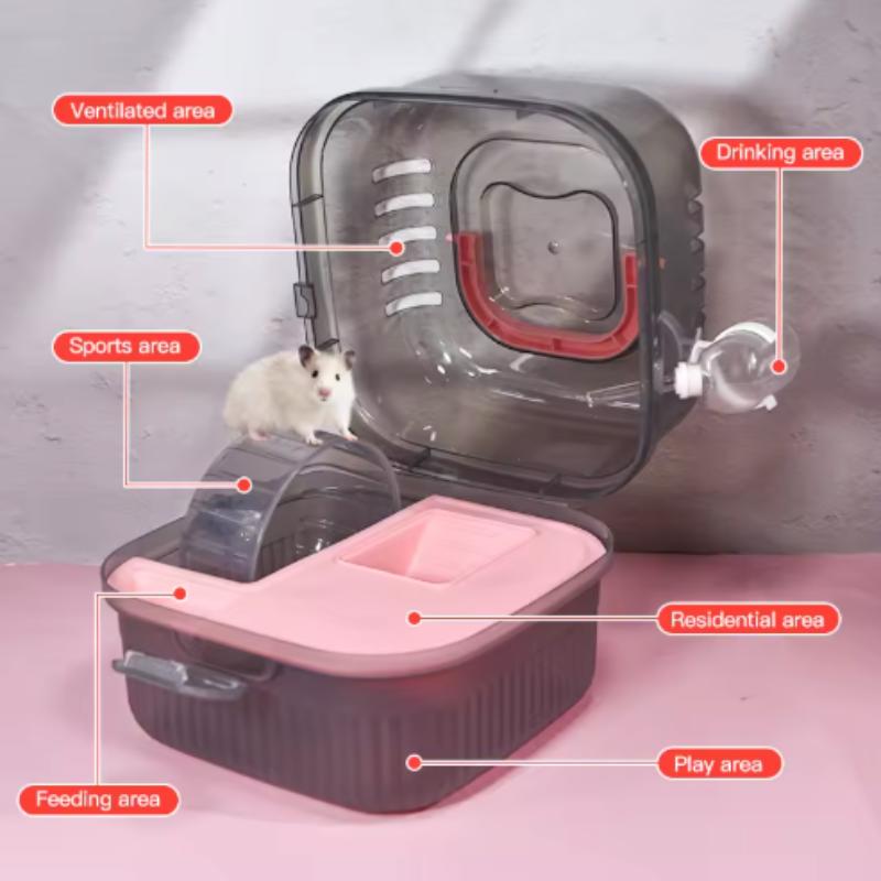 Large Capacity Chinchilla Cage with Water Translucent Hamster Travel Carry Case Breathable Small Animal Carrier Hamster Habitat