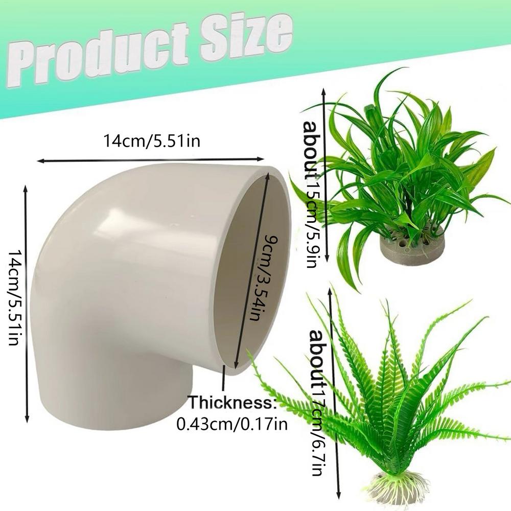 Axolotl Tank Accessories With Fake Plants Tube Small House 3-Piece Aquatic Axolotl Cave For Aquarium For Turtle Clown Crab Dwarf