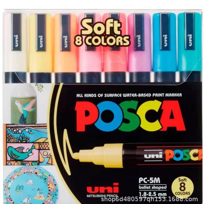Mitsubishi POSCA PC-5M Wasserbasierter Poster- & Graffiti-Stift, Mittlere Spitze (1,8-2,5 mm), 17 Farben
