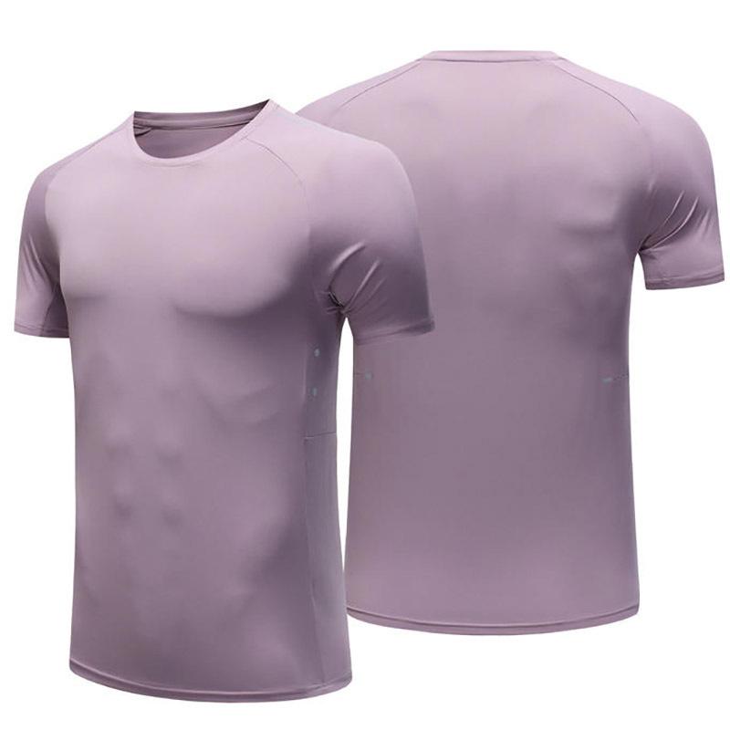 Męska letnia koszulka z krótkim rękawem, szybkoschnąca, rozciągliwa, jednokolorowa, z okrągłym dekoltem, modna, codzienna, do biegania, treningowa