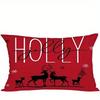 1PCS Christmas Red & White Pillowcases: Merry, Holly, Happy Holidays! Sofa Bed Cushion Cover, New Year Home Decoration