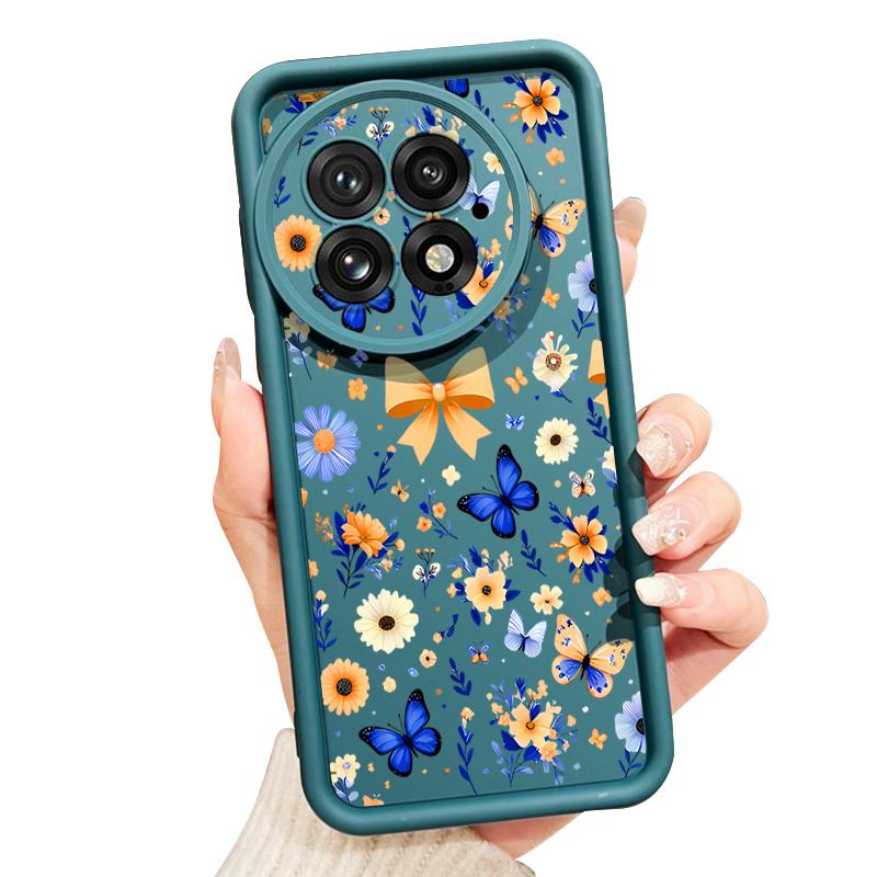 Blue Butterfly Floral Pattern Case For Oneplus 15 Nord 5 13R 12R 11R 5G Shockproof Bumper Soft Silicone Cover For OnePlus 13 13T 12