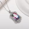 Luxury Color Treasure Tourmaline Color Pendant, Hollow Court Style Gradual Change Color Zircon Necklace, Mother'S Day Gift
