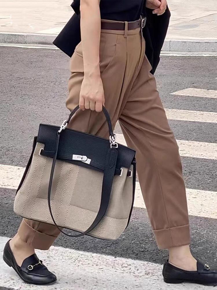 High-grade Canvas Platinum Bag - Women's 2025 Summer Retro, Large Capacity Shoulder Messenger with Wide Strap