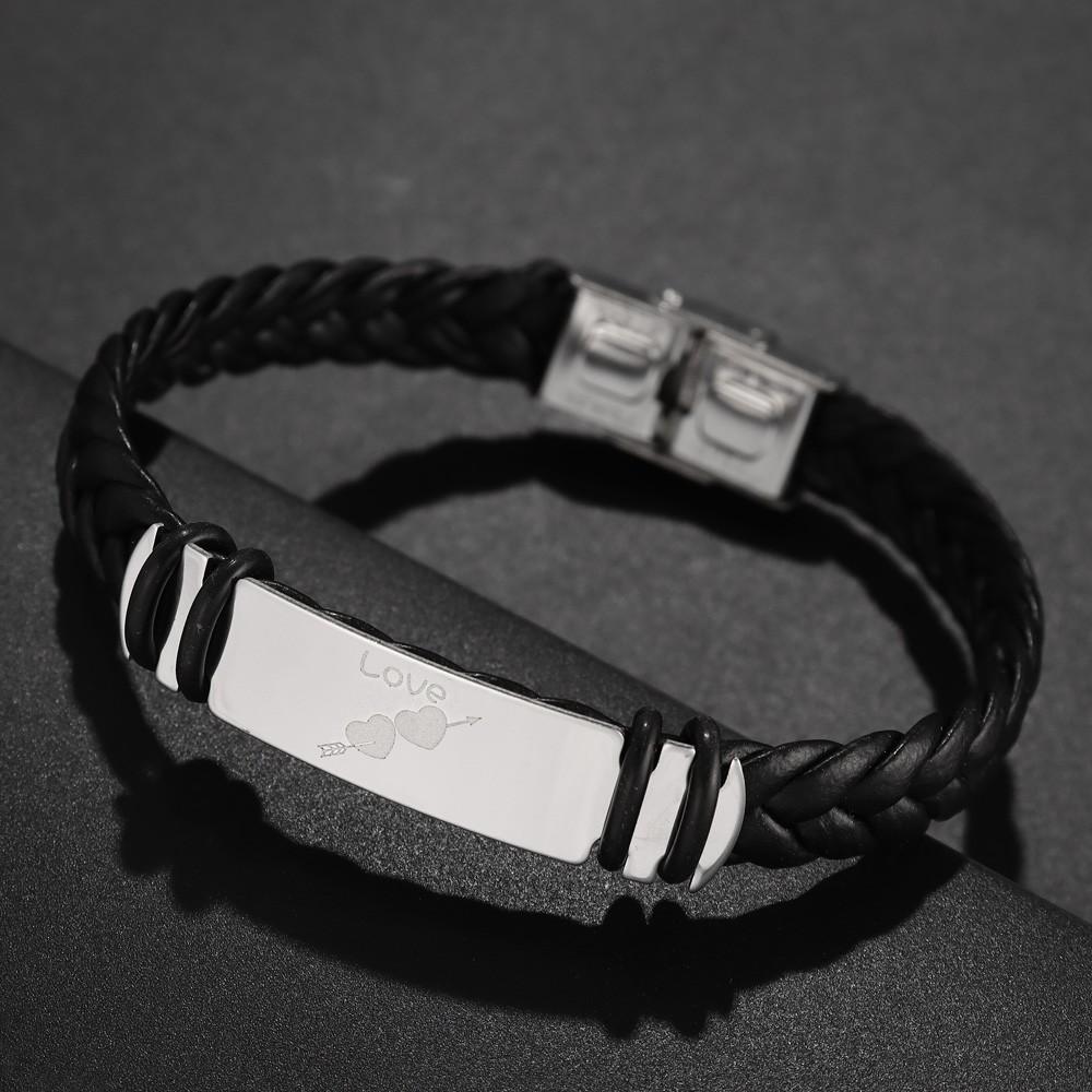 Fashion Couple Romantic Confessions One Arrow Through The Heart Patterned Leather Bracelet Pop LOVE Alphabet Bracelet Punk Holid
