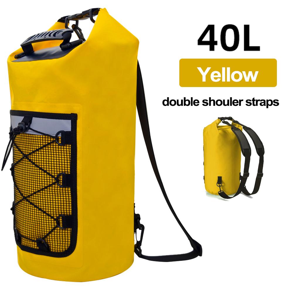 BEPAN 40L Floating Dry Bag for Kayaking Swimming Beach Waterproof Water Sports Rafting Boating Backpack Mesh Kayak Roll Top Travel Bag