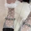 Summer Thin Japanese Style Lace Dot Pattern Socks Crystal Short Socks JK Underwear Home Clothes Short Mesh Edge Sock