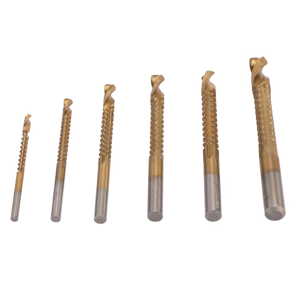 6 Pcs Spiral Saw Drill Bit 3 To 8mm HSS Serrated Side Cutting Drill Bits for Wood Metal Plastic