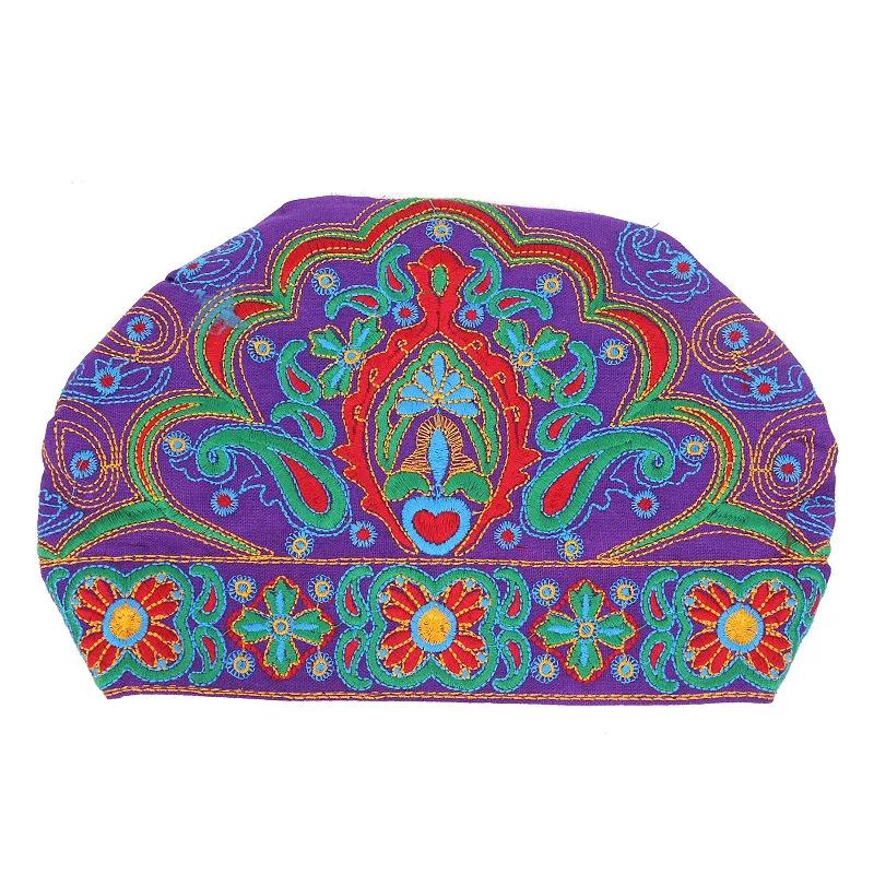 

Женские этнические винтажные шляпы с вышивкой цветов и красным принтом, женские модные шляпы, аксессуары purple