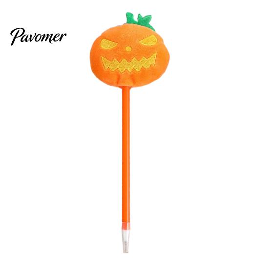 Gelstift Halloween Kürbis Tintenstift, 0,7 mm Kugelschreiber mit Plüschkürbis, Stifte Neuheit Schwarz für Partygeschenke, Geschenkbedarf Druckkugelschreiber