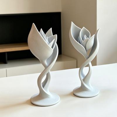 3D Printed Tulip Figurine Minimalist Abstract Flower Sculpture Aesthetic Tulip Floral Ornament for Home Office Shelf Decor