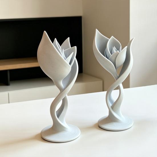 3D Printed Tulip Figurine Minimalist Abstract Flower Sculpture Aesthetic Tulip Floral Ornament for Home Office Shelf Decor