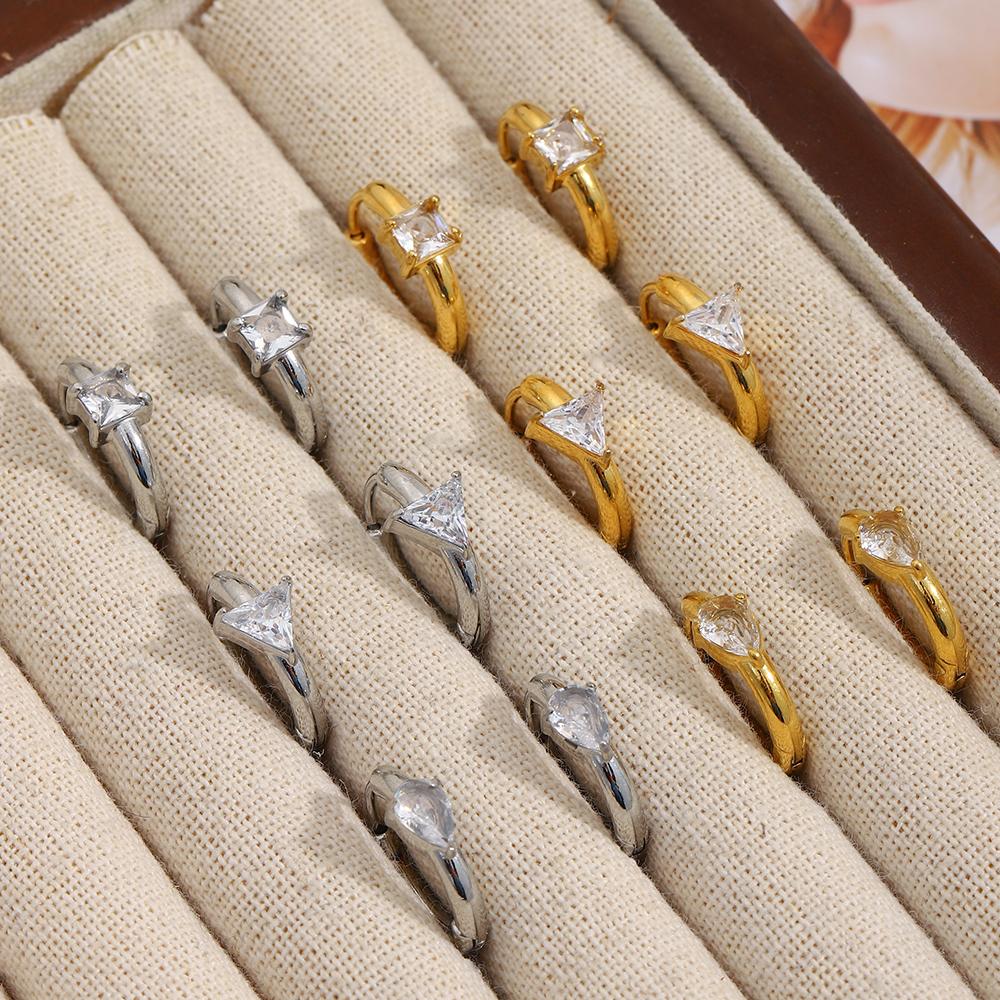 MamacitaSlay 316L Stainless Steel Zircon Hoop Earrings 18K Gold Plated Waterproof Simple Jewelry Women's DIY Earrings 2026 Gifts