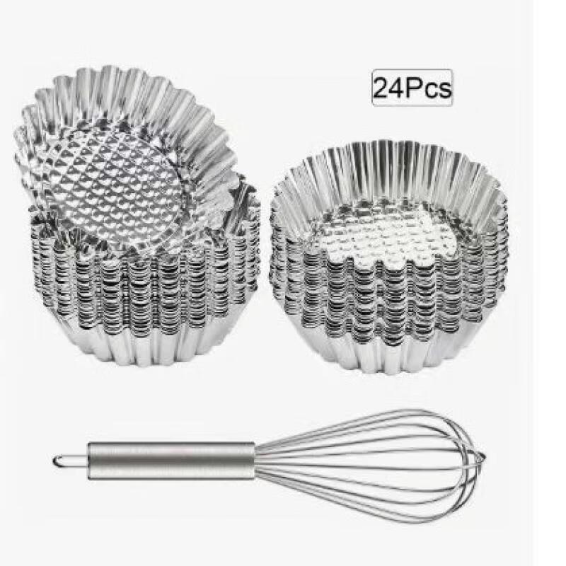 

MDNG Stainless Steel Egg Tart & Pie Molds with Whisk Set