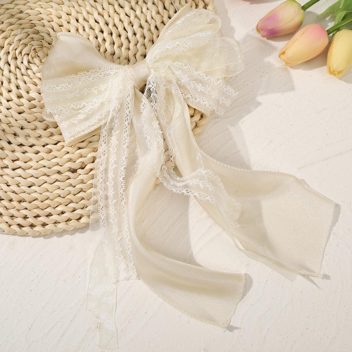 

AWAYTR Lace Ribbon Bowknot Hairpin Elegant Farbic Hair Clips Valentine Headwear Girl Hair Accessories Festival Gift