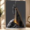 Fantasy Sword In Stone Personalized D Textured Metal Poster Wall Art Tinplate Sign for Decor Living Room Decoration Man Home