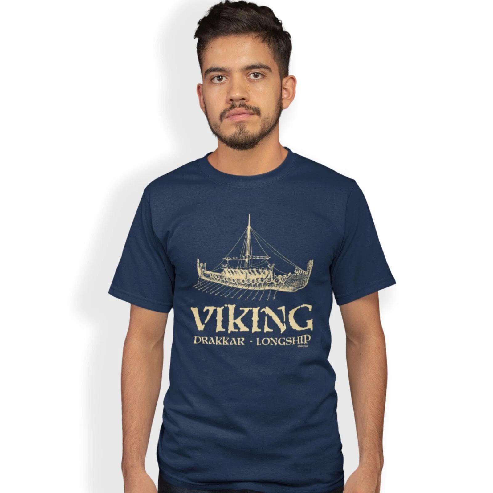 Viking Longship Drakkar Blueprint T-Shirt Longboat Norse Birthday Gift 3XL