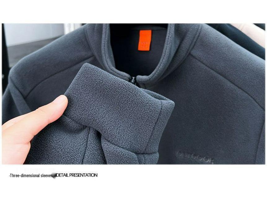 Men's 2025 Autumn/Winter Fleece Stand Collar Hoodie - Thick, Warm, and Casual Zipper Cardigan Outerwear.