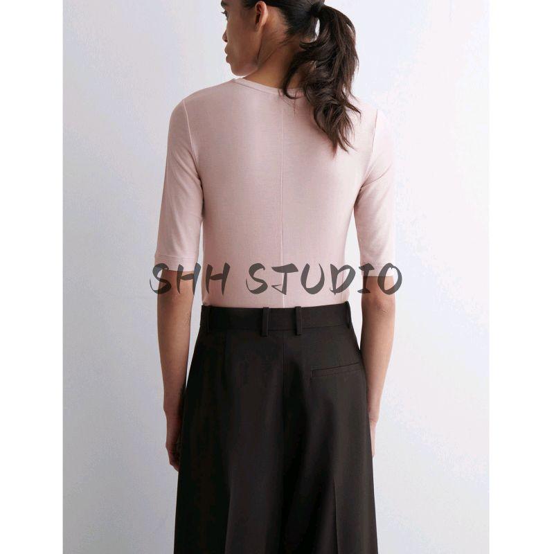 CS Autumn New Women Clothes French Style Simple Style Slim Version Round Neck Fleece Blended T-shirt Top 1292679