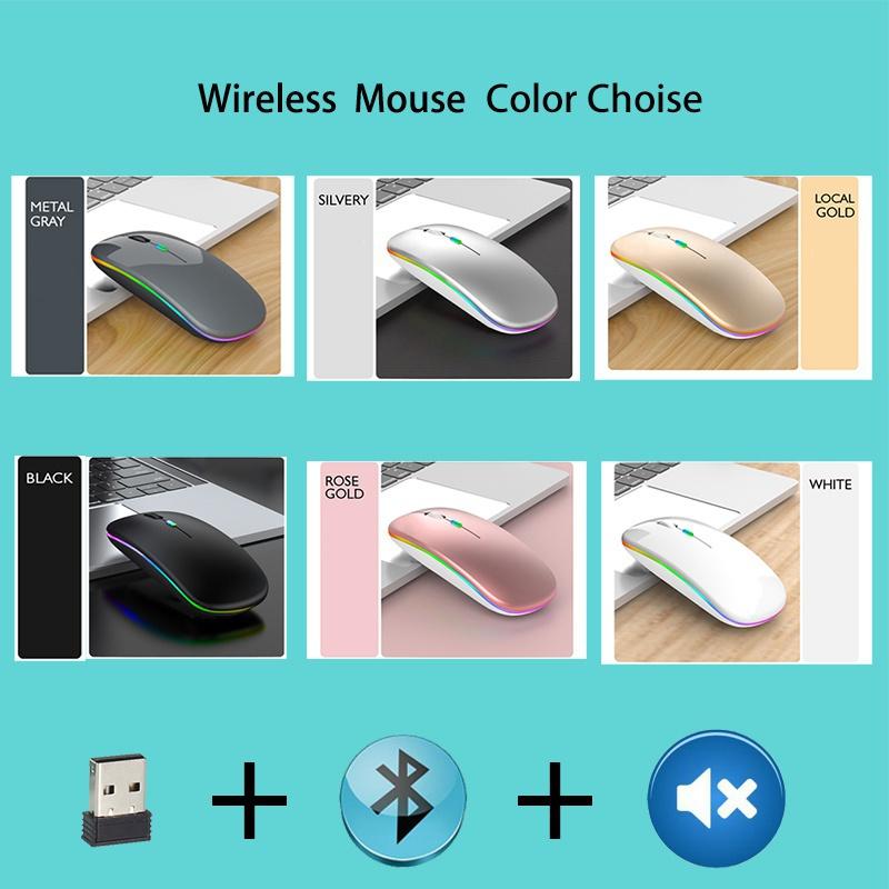 2.4G Bluetooth Mouse RGB Wireless Charging Mouse Luminous Ultra-Thin Silent Mute Mice USB Mause