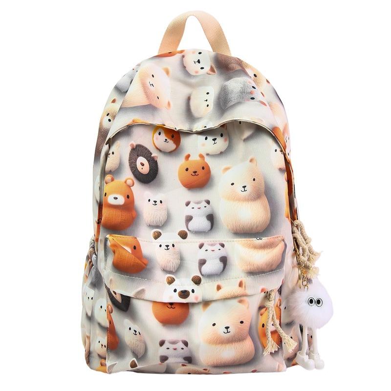 Zaino Scolastico Grande Capacità Zaino Scolastico per Studenti 1011 Nuovo Zaino Stampato con Orso Tridimensionale Cartone Animato Zaino Carino per Studenti delle Scuole Medie