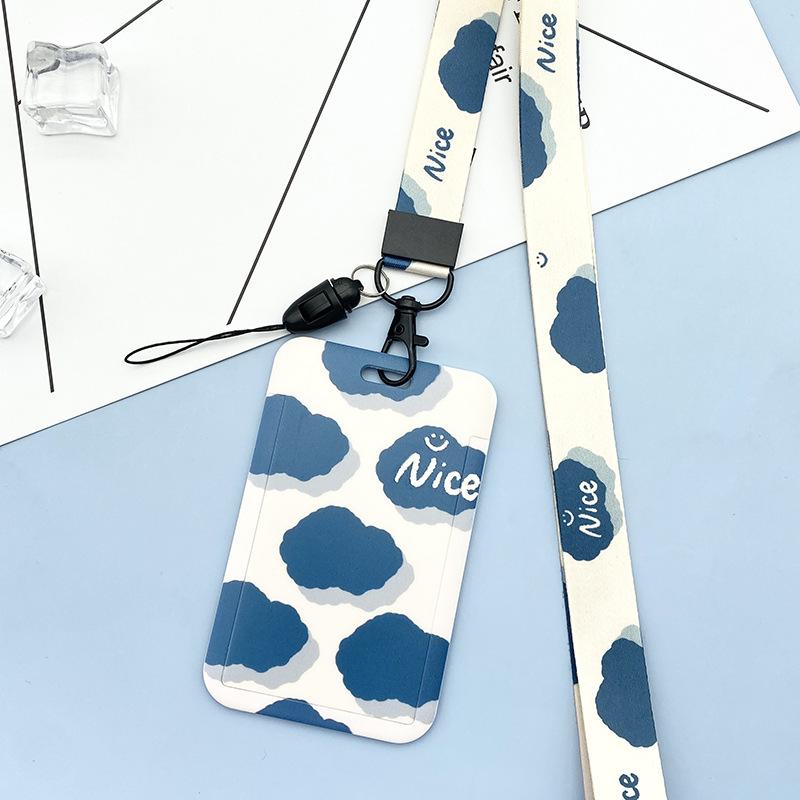 Estuche deslizante de dibujos animados Kawaii, etiqueta de identificación, funda para permiso de trabajo, funda con estampado de oso y conejo, soporte para tarjeta con nombre de permiso de trabajo