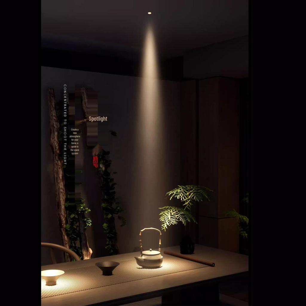 Adjustable Surface-Mounted Spotlight, 3-60° Beam Angle, Extendable, Ceiling Recessed Downlight for Restaurants and Tea Rooms