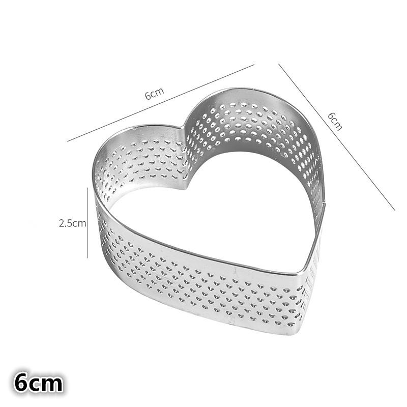 Heart Shaped Perforated Tart Rings With Hole Stainless Steel Tart Bottom Tower Fruit Pie Quiches Cake Ring Mousse Baking Mold