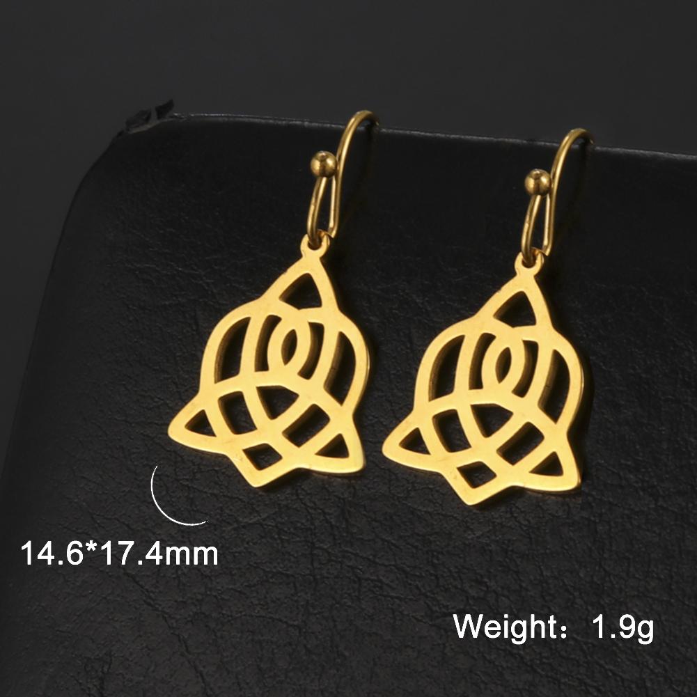 LIKGREAT Stainless Steel Celtic Infinity Knot Dangle Earrings for Women Lady Elegant Hook Charms Good Luck Jewelry New Year Gift