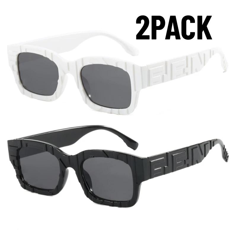 2Pack New Square Sunglasses Vintage Women Fashion Female Sun Glasses Men Shades Uv400 Luxury Brand Male Fishing Glasses