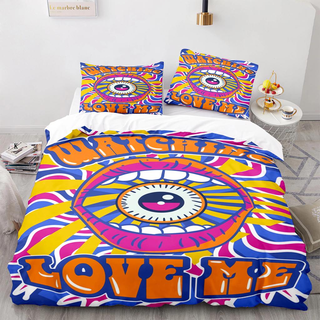 Retro Abstract King Queen Duvet Cover Colorful Vintage Style Bedding Set For Teens Adult Modern Art 2/3pcs Polyester Quilt Cover