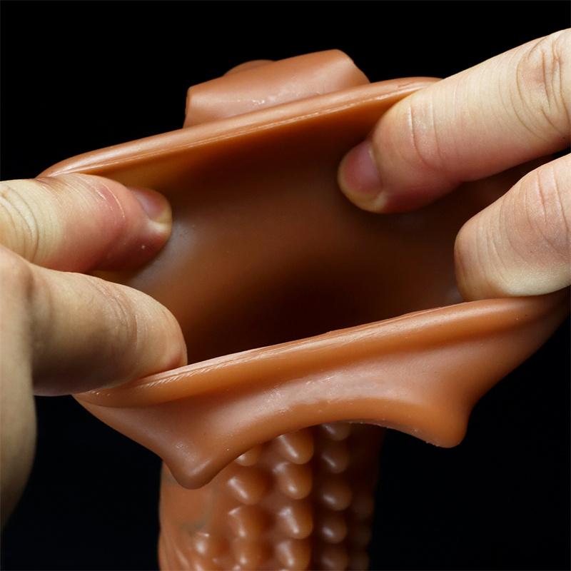 Spike Sleeve Male Penis Sleeve Lengthened and Enlarged Hollow and Thick Glans Cap Fun To Extend Silicone Long-lasting Penis Sleeve