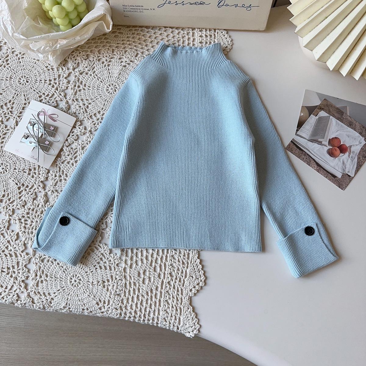 Girls Korean Style Knit Winter Long Sleeve Sweater: Stylish, Warm Base Layer for Baby Girls Size 140