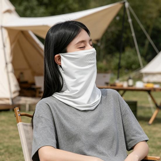 Outdoor Face Guard, Ice Silk Sunscreen Cover for Face Neck And Clavicle, Elastic Ear Loop Eye Corner Sun Shield for Outdoor Summer Use