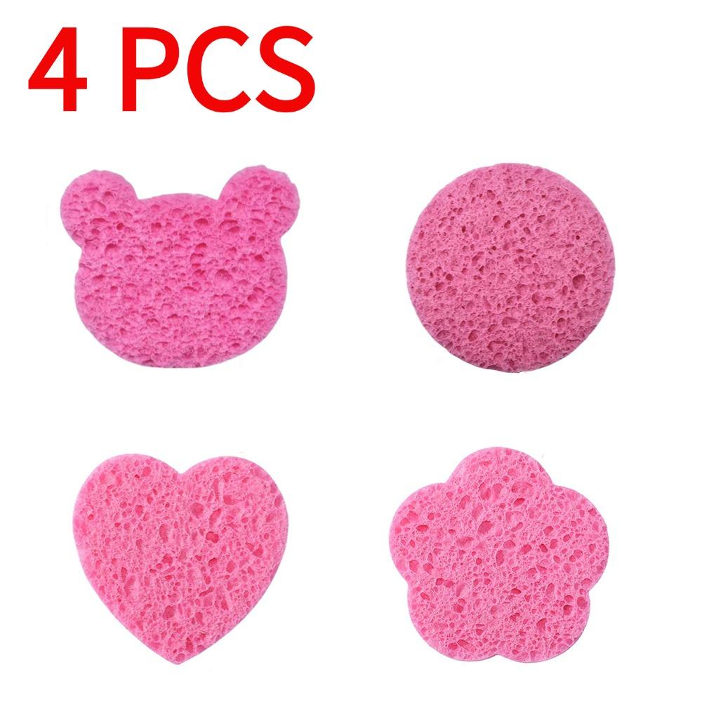 4/5Pcs Heart Natural Wood Pulp Sponge Cellulose Compress Cosmetic Sponges Cleansing Massage Pore Makeup Removal