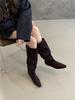 Suede Pile Boots Medium Knight Boots Women's Shoes 2025 Autumn and Winter Skinny Long Boots