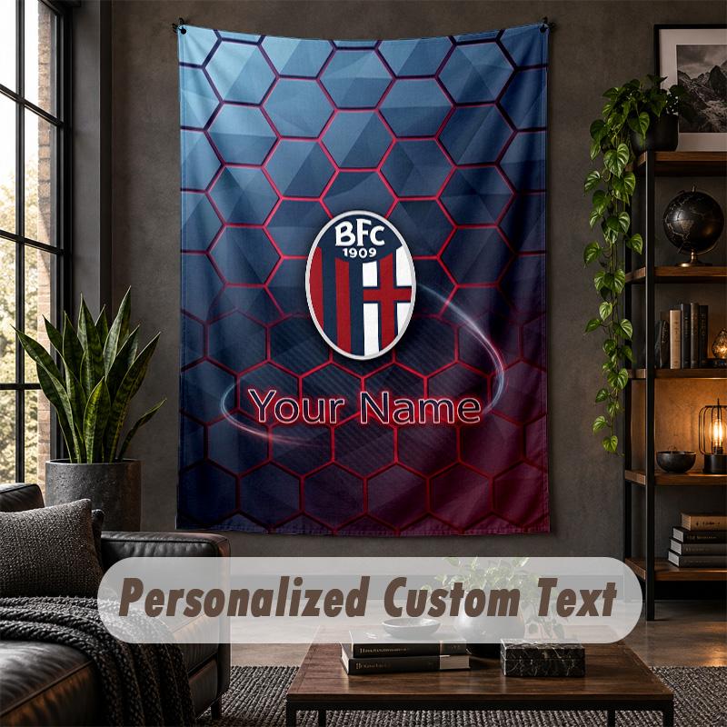 Wall Tapestry Bologna FC Print Custom Name Text Wall Hanging Home Decor