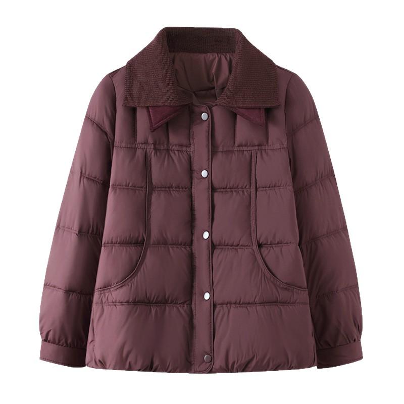 Warm Cotton Padded Jacket with Stylish Lapel for Middle-Aged and Elderly Women