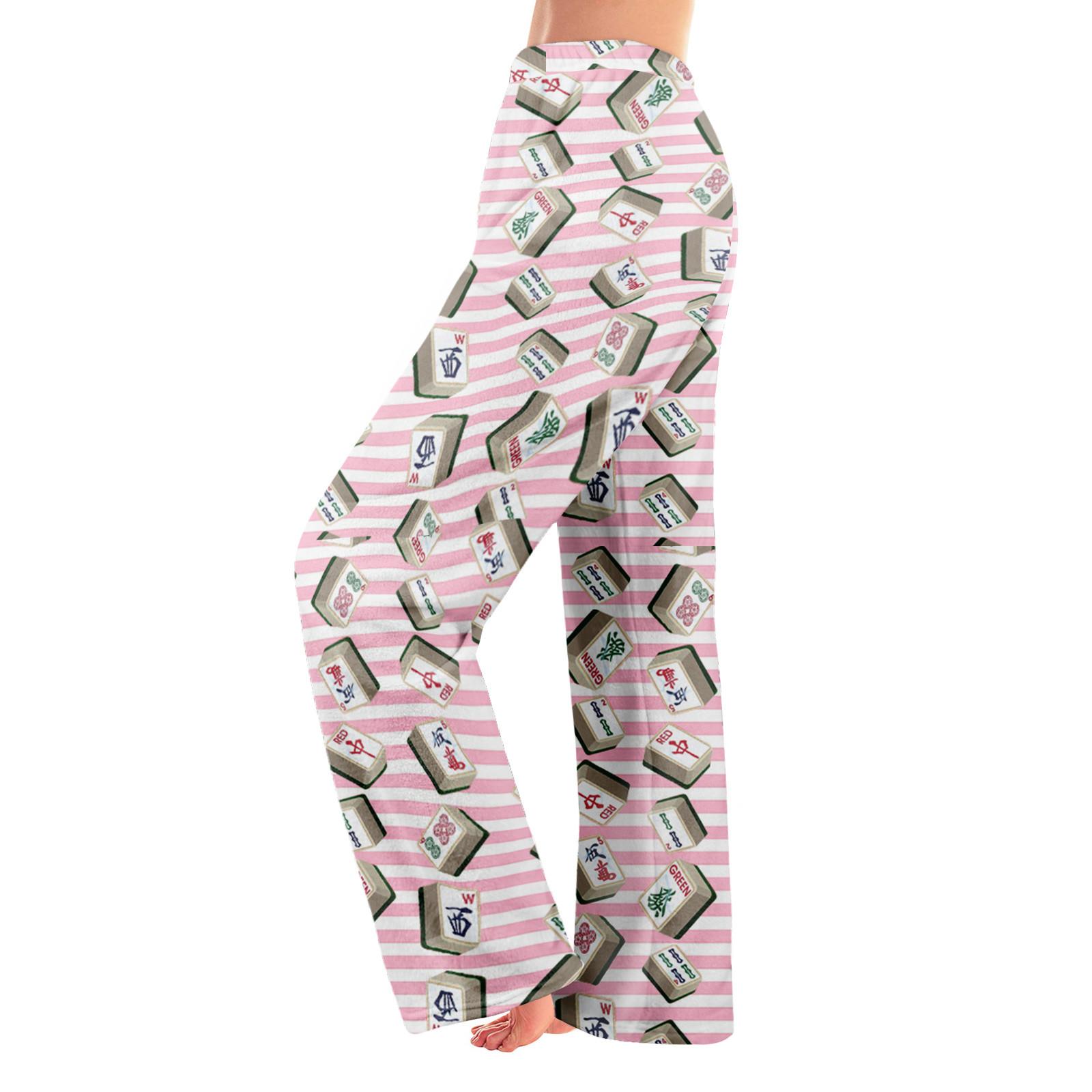 

Пижамные штаны в стиле аниме, повседневные брюки с эластичной резинкой на талии, удобные прямые свободные брюки для йоги S розовый