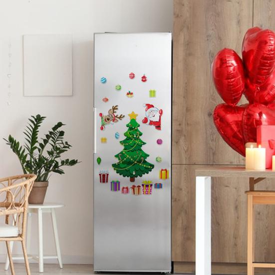 23Pcs/Set Christmas Tree Fridge Magnet Waterproof Merry Xmas Tree Santa Elk Gift