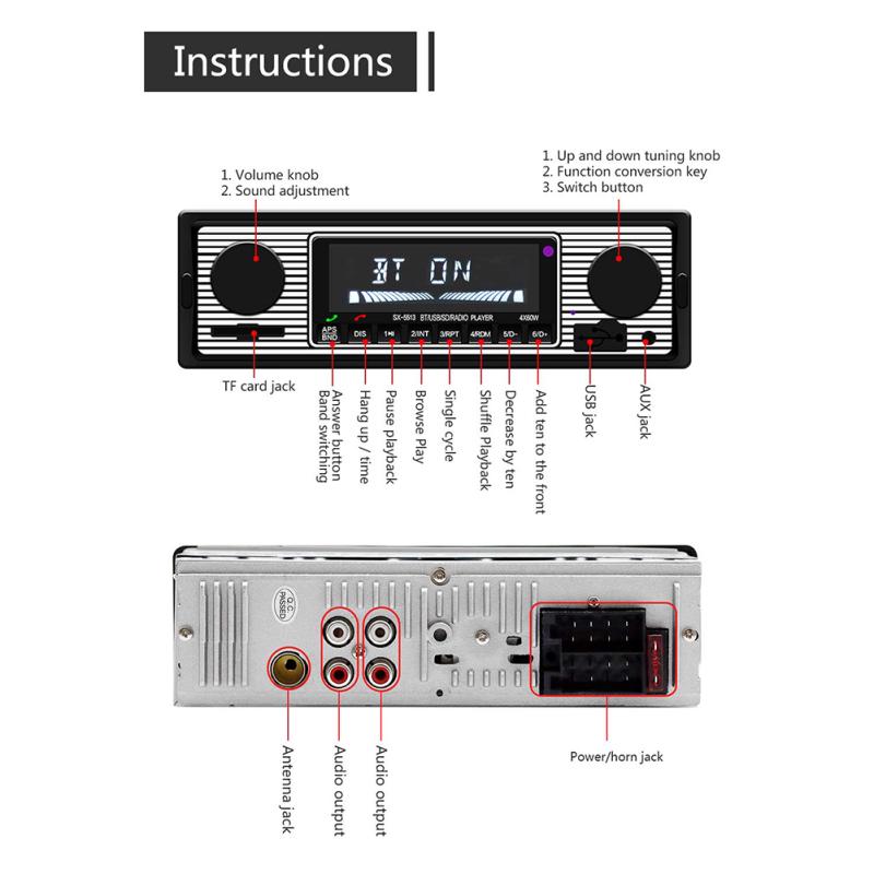 Car Mp3 Player Hd FM Radio Bluetooth-compatible Hands-free Call U Disk Card Aux Radio With Remote