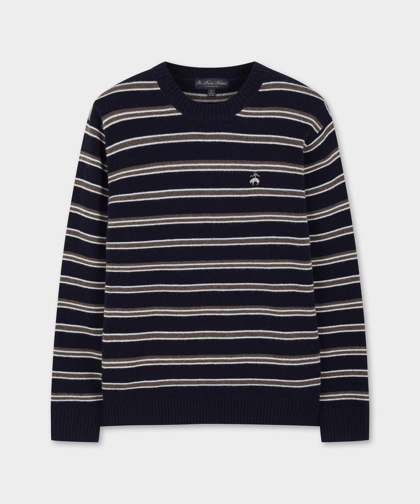 BROOKS BROTHERS Wool Striped Sweater (Navy) (Bbwrmbg409)