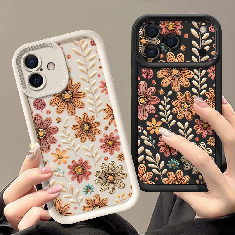 Nárazuvzdorný měkký silikonový kryt na telefon Funda z TPU pro iPhone 17 Air 16e 16 15 14 Pro Max 13 17 Pro Max 17 Pro 17 pouzdro se vzorem kreslených květin