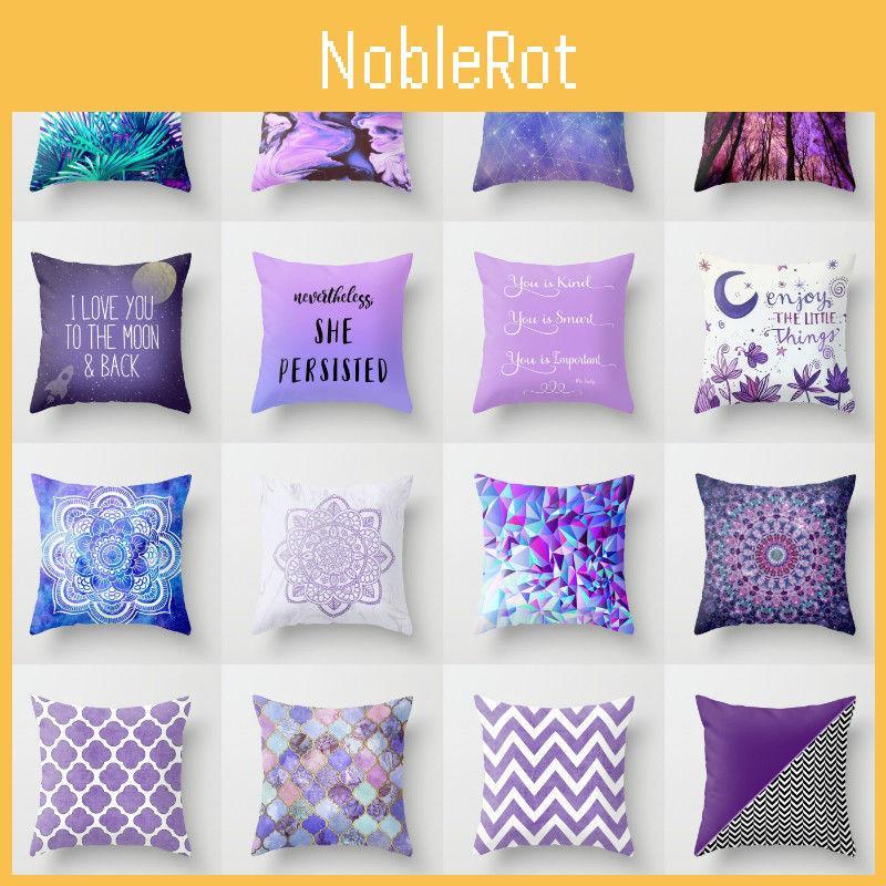Stylish 18'' Purple Pillow Case Sofa Waist Throw Cushion Cover For Versatile Home Use