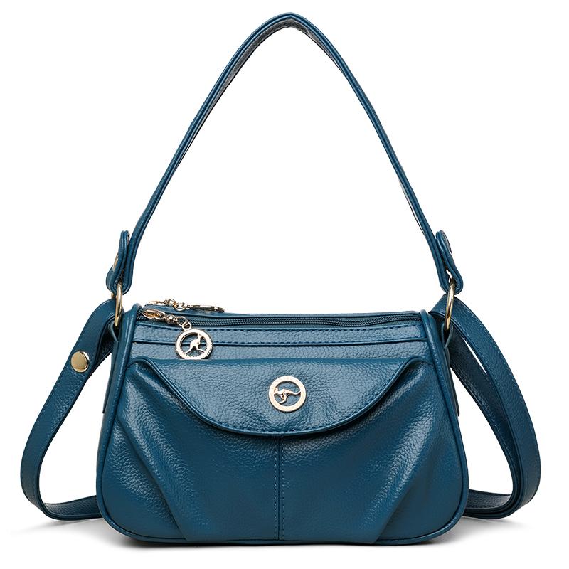 

Женская сумка-тоут из мягкой кожи, на плечо, подмышку, большая вместимость, для поездок, кроссбоди синий