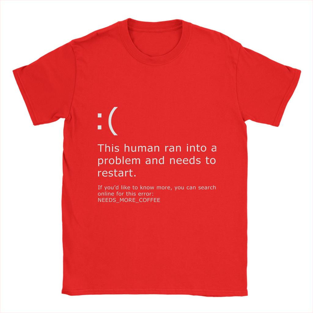 Blue Screen of Death T Shirts Men Cotton Vintage T-Shirts Crewneck  Tee Shirt Short Sleeve Tops Gift Idea