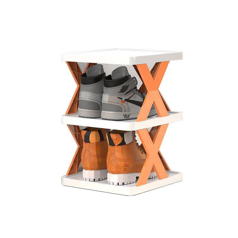 Economy Space-saving Foldable Slipper Rack: Multi-layer, Dustproof Plastic Bathroom Storage.