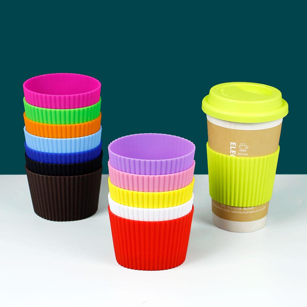 Silicone World Silicone Anti scalding Anti Slip Coffee Cup Cover Universal Tapered Thread Cup Sleeve Mug Ceramic Glass Cup Cover